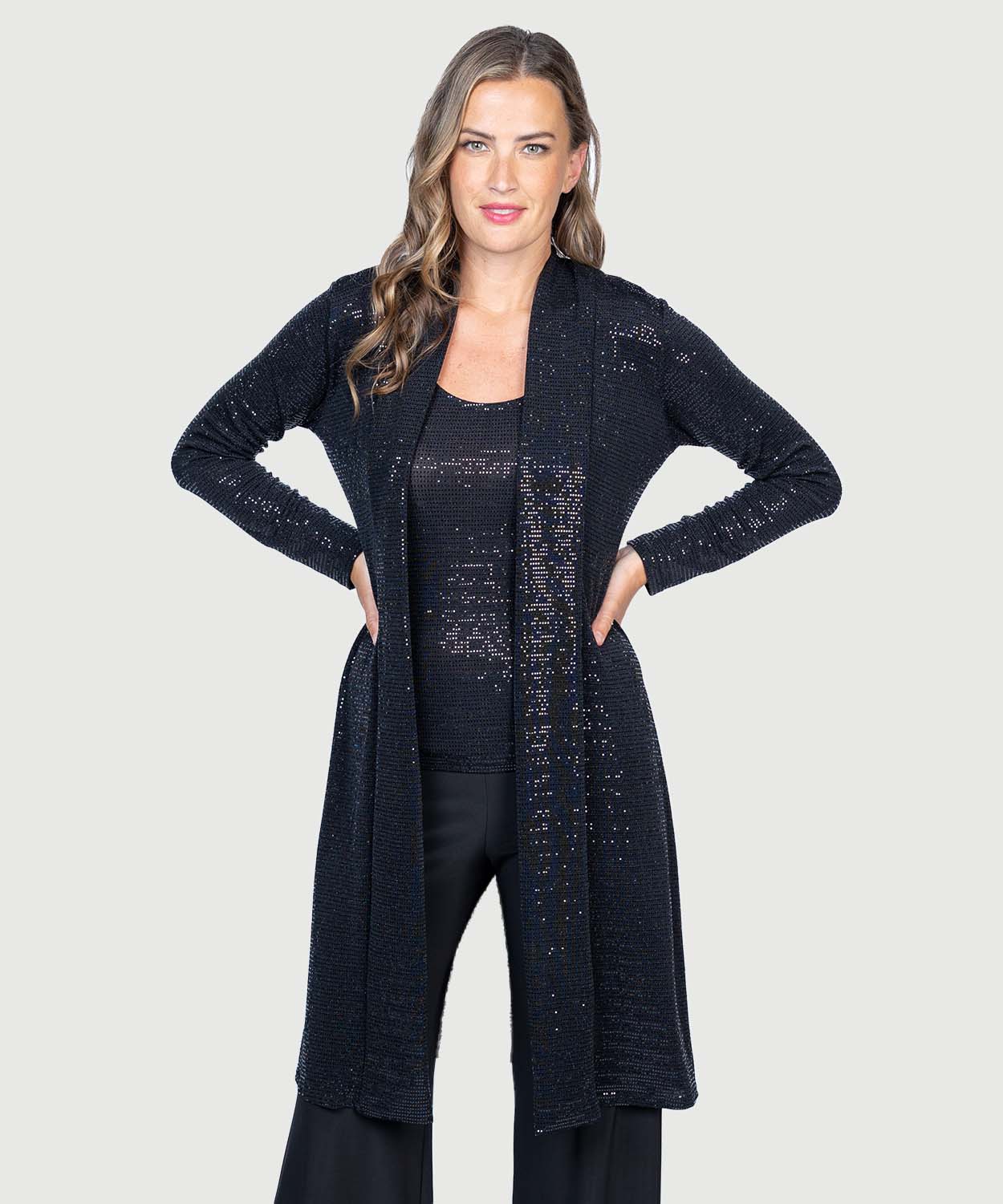 Last Tango Black Glitter Duster