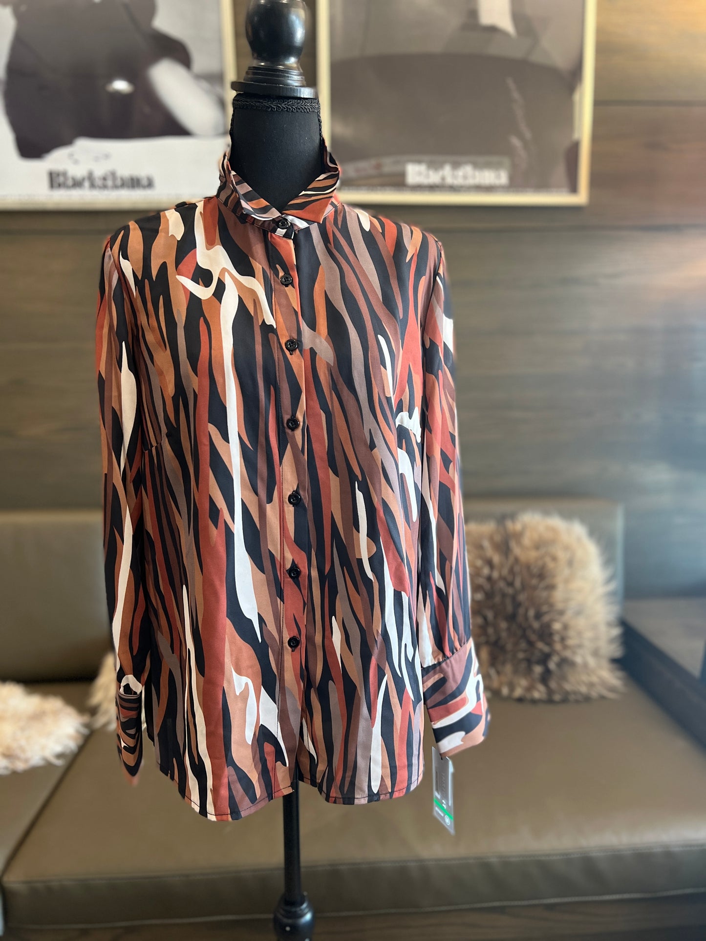 Insight Multi Earth Tone Crepe Blouse