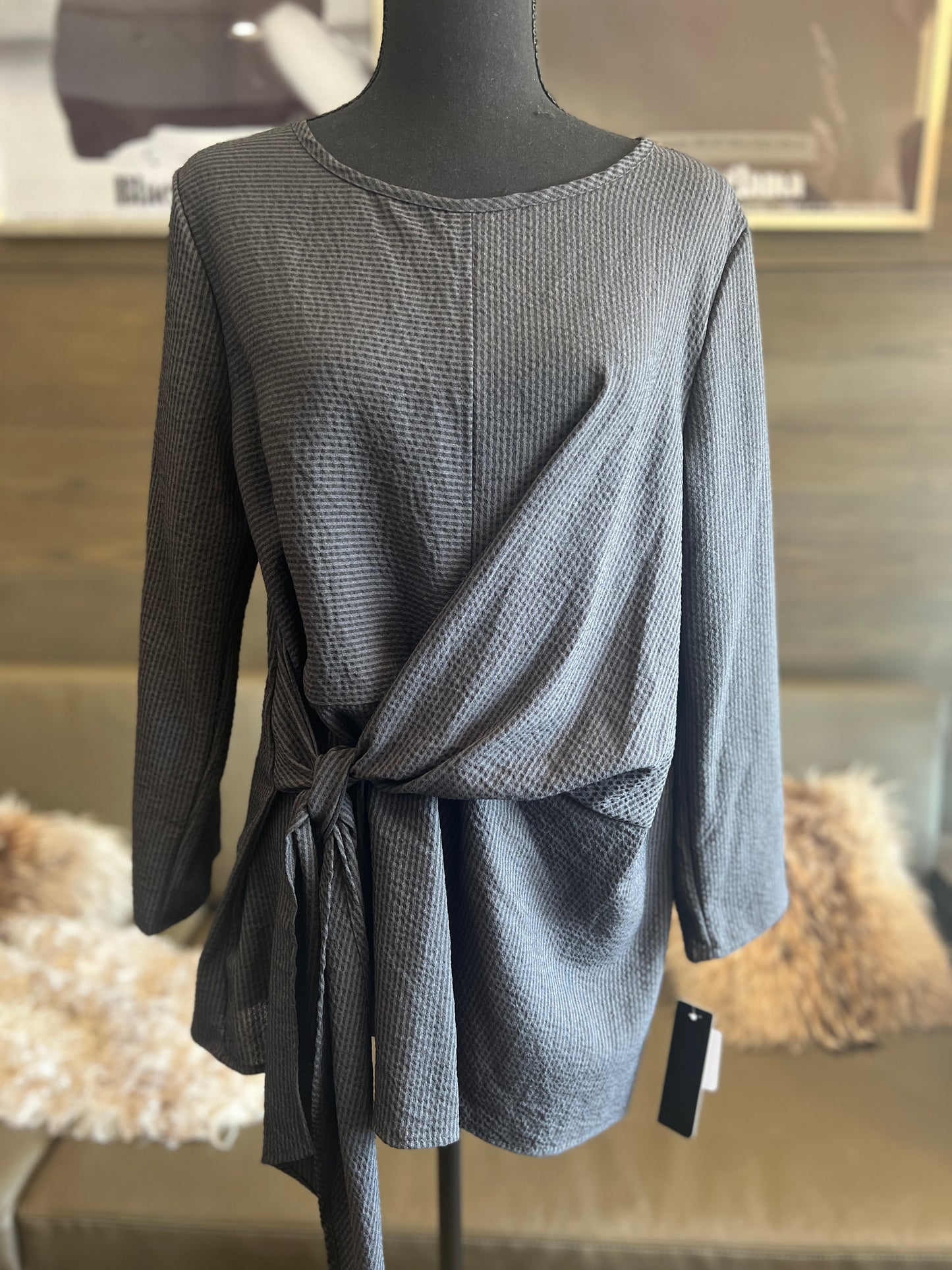 Sydney Project Stripe Tie Detail Top Tone on Tone