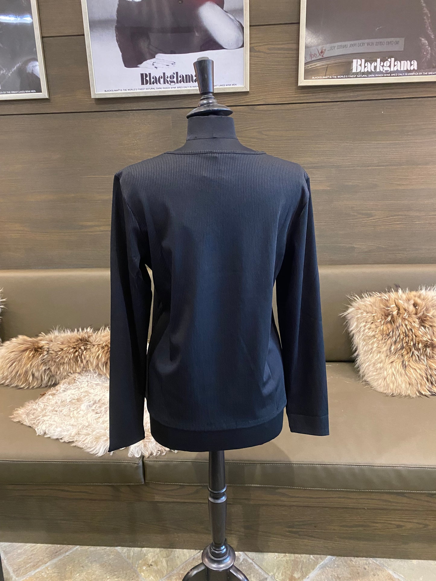 Kozan Black Ribbed Long Sleeve Top