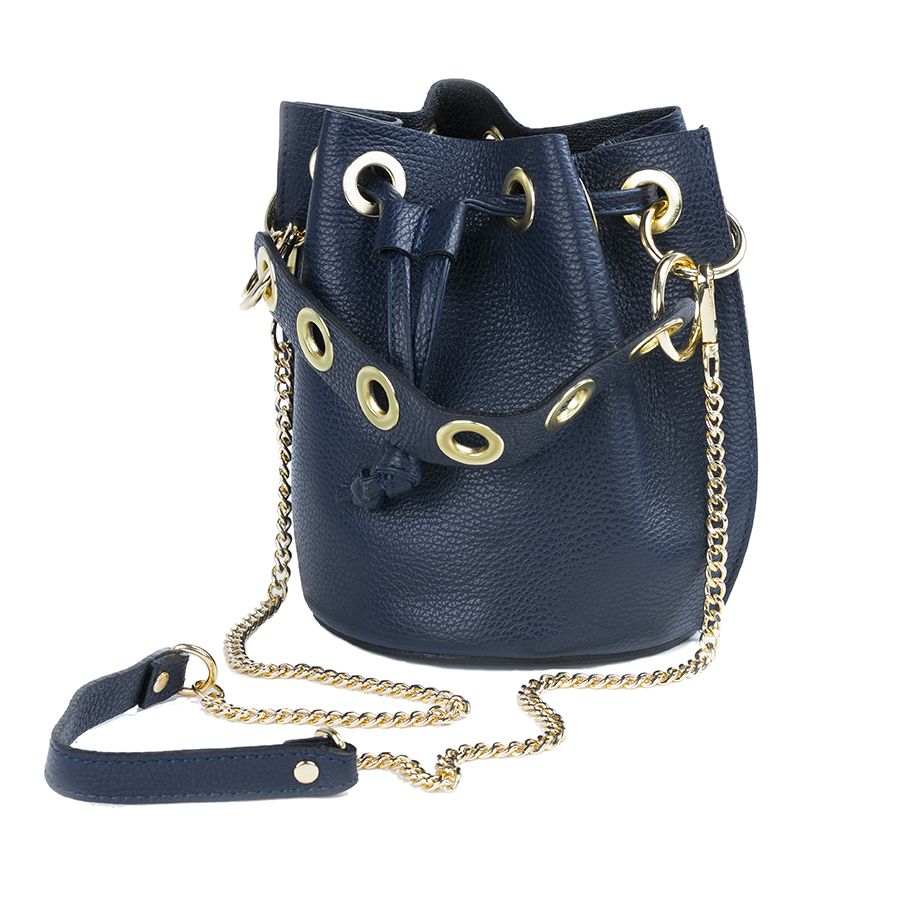 German Fuentes Leather Bucket Bag 2 Way, Handle or Cross Body Chain w/ Shoulder Piece