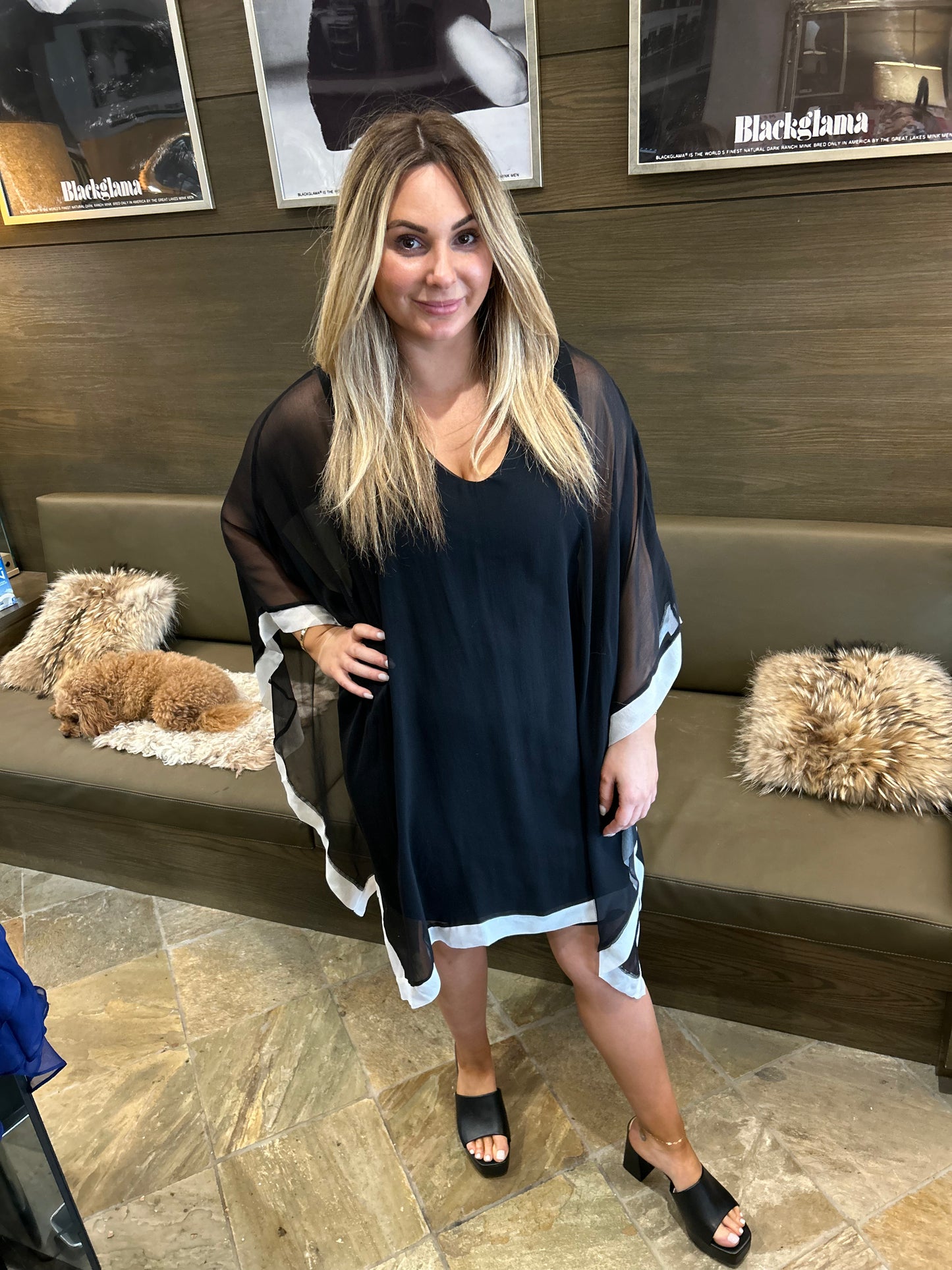 Julian Chang Penny Dress Black w/White