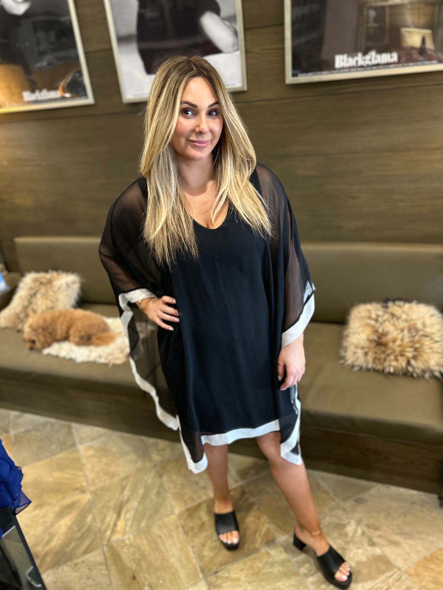 Julian Chang Penny Dress Black w/White