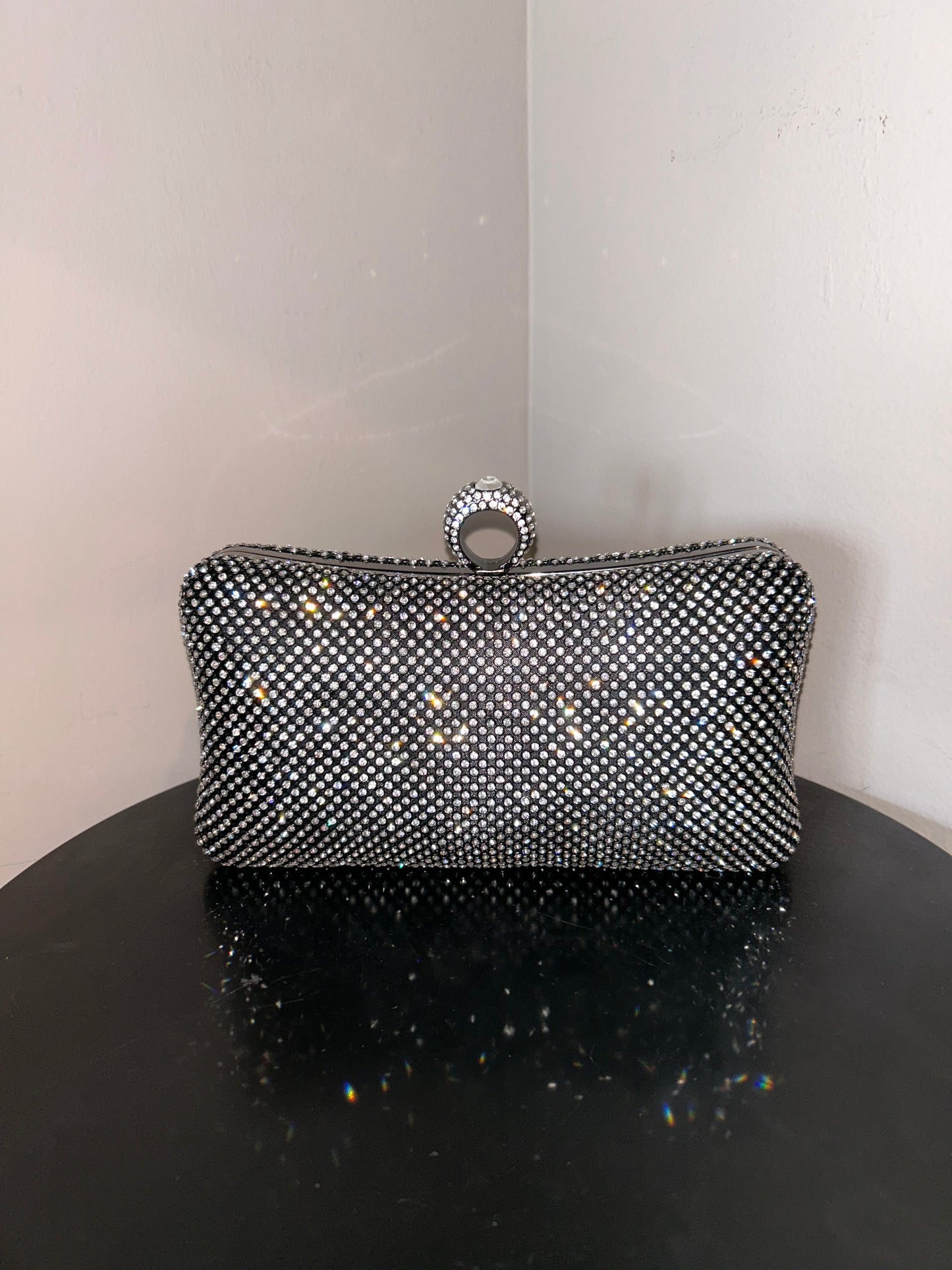 Bijou Stunning Evening Bag Crystal Mesh Ring Wearable Art
