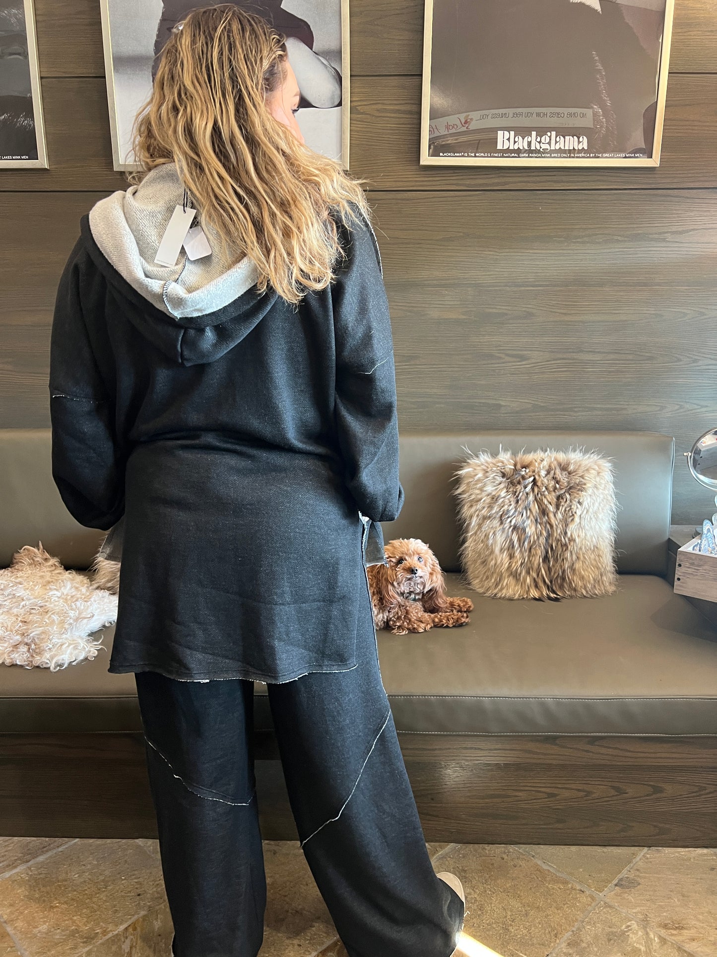 Kylie Paige Two-tone Grey French Terry Tops Cardigan Hoodie