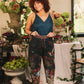 Flight of Fancy Linen Cropped Artist Pants w/ Hummingbird
