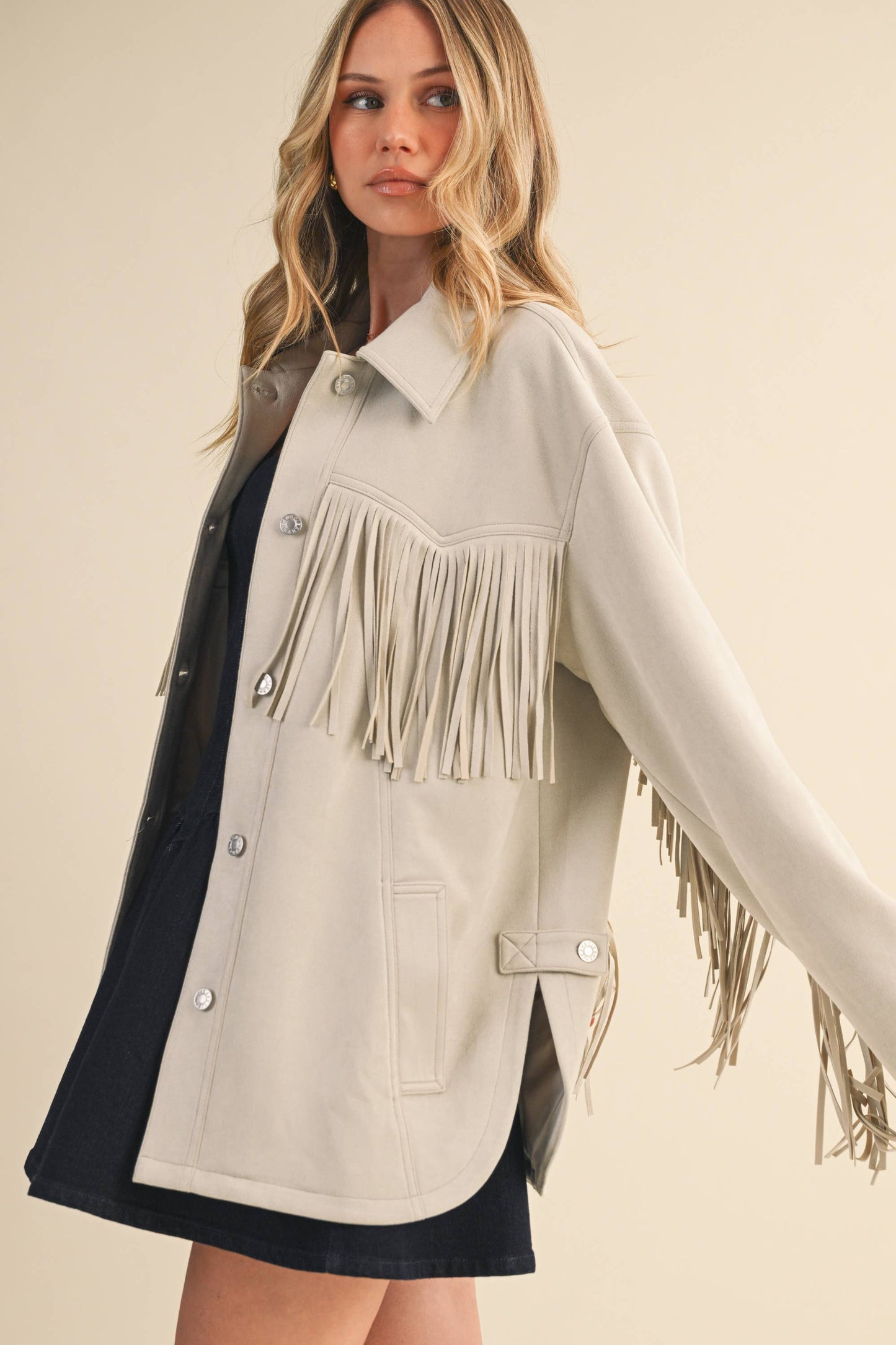 Klesis Suede Fringe Oversided Jacket