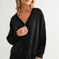 JOH Justine Knitted Zip Front Cardigan with Sequin Sweater Top