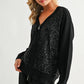 JOH Justine Knitted Zip Front Cardigan with Sequin Sweater Top