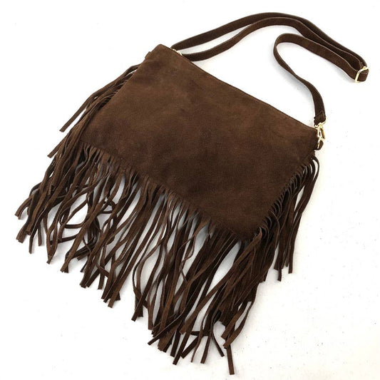 Milano Amour Miele Crossbody Suede Fringe Bag
