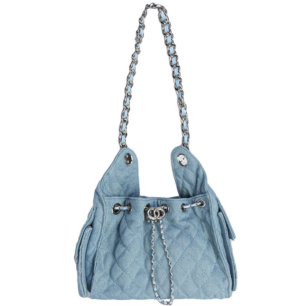Oblige by G Quilted Denim Chain Shoulder Bag