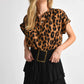 Muche et Muchette Rina Leopard Short Sleeve Button Down Shirt One Size Fits 0-10