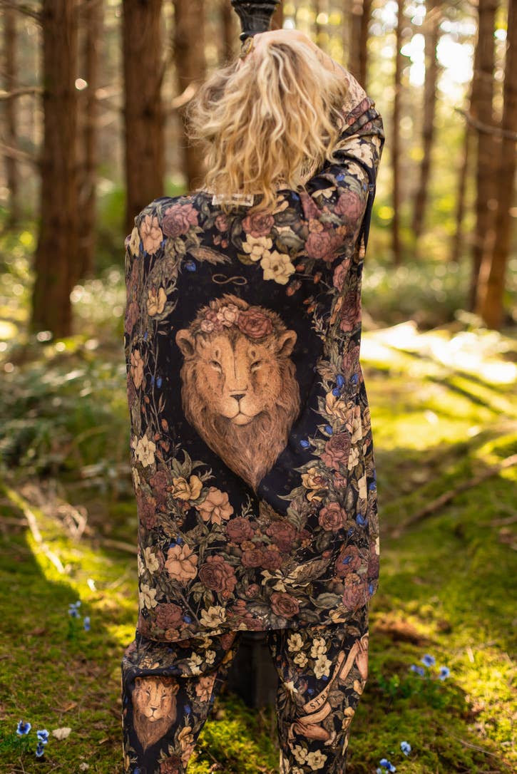 Market of Stars Lionheart Matinée Duster w/ florals & Narnia inspired print