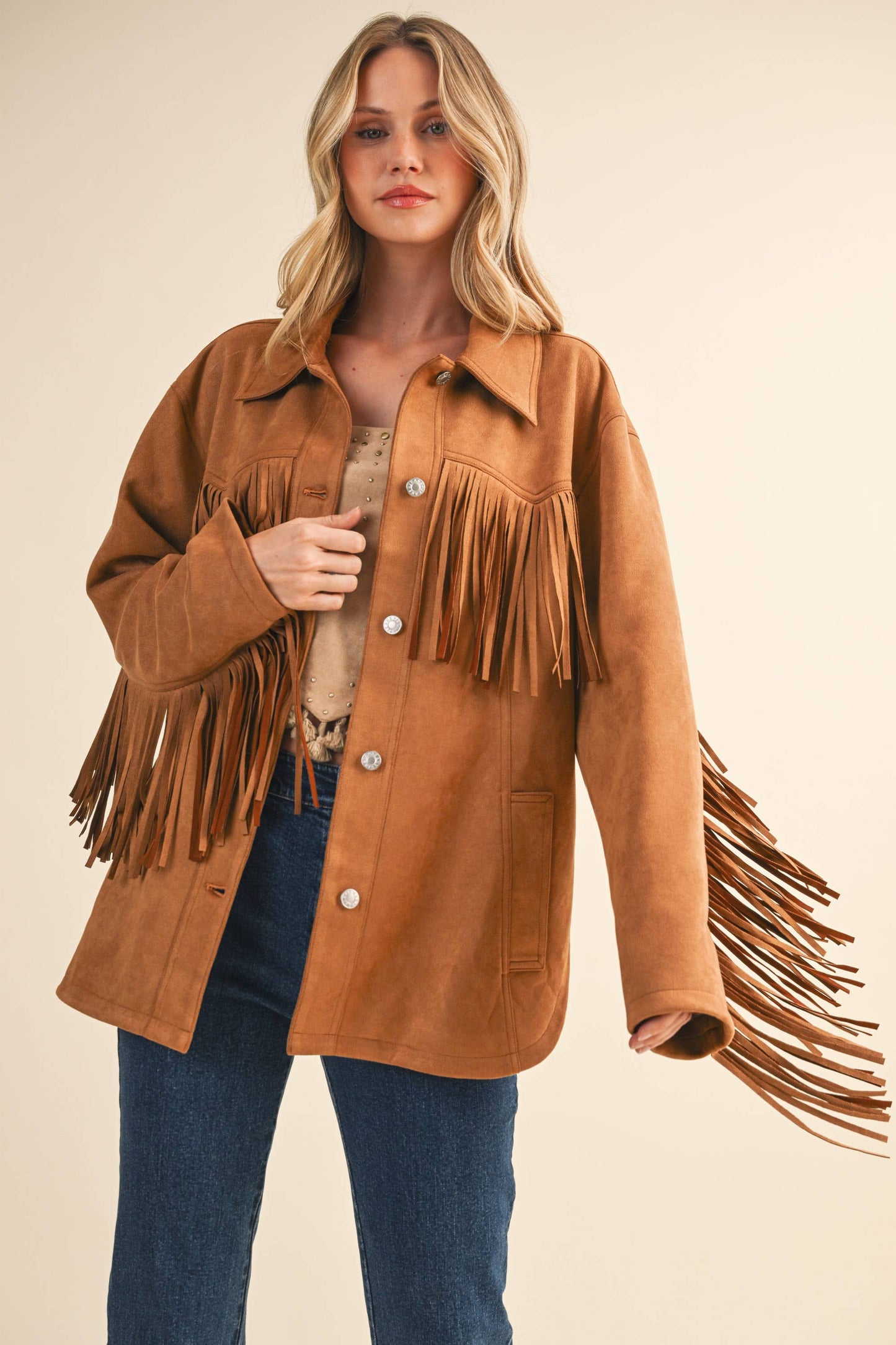 Klesis Suede Fringe Oversided Jacket