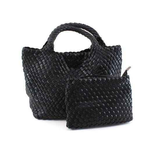 Pretty Persuasions Medium Woven Tote Crossbody Bag w/Cosmetic Pouch