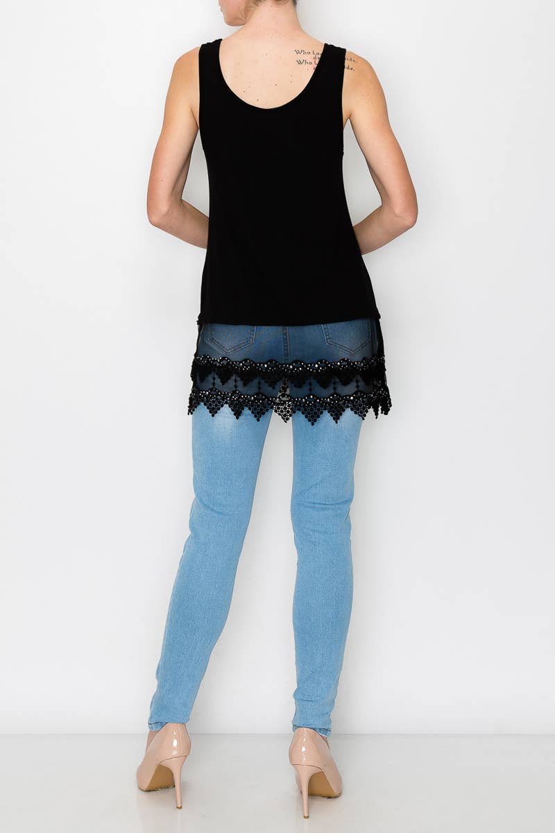 Origami Dazzle Lace Hem Tank Top