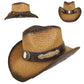 Sophia Collection Western Rhinestone Embellished Straw Cowboy Hat