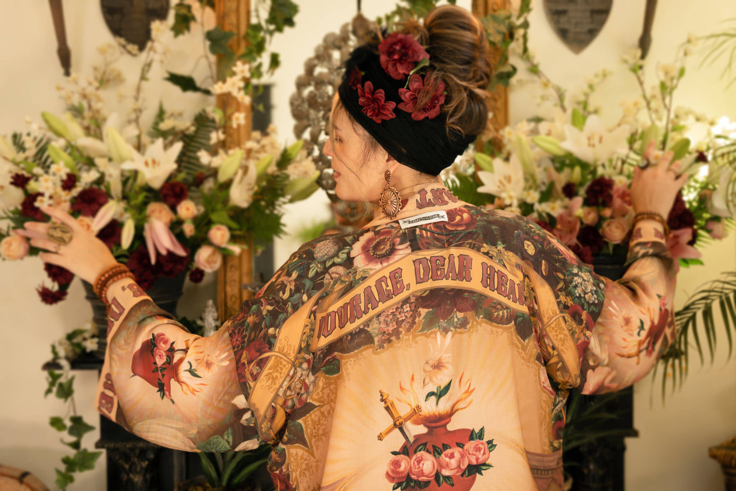 Market of Stars Courage Dear Heart Pixie Duster Crop Kimono w/ Sacred Heart