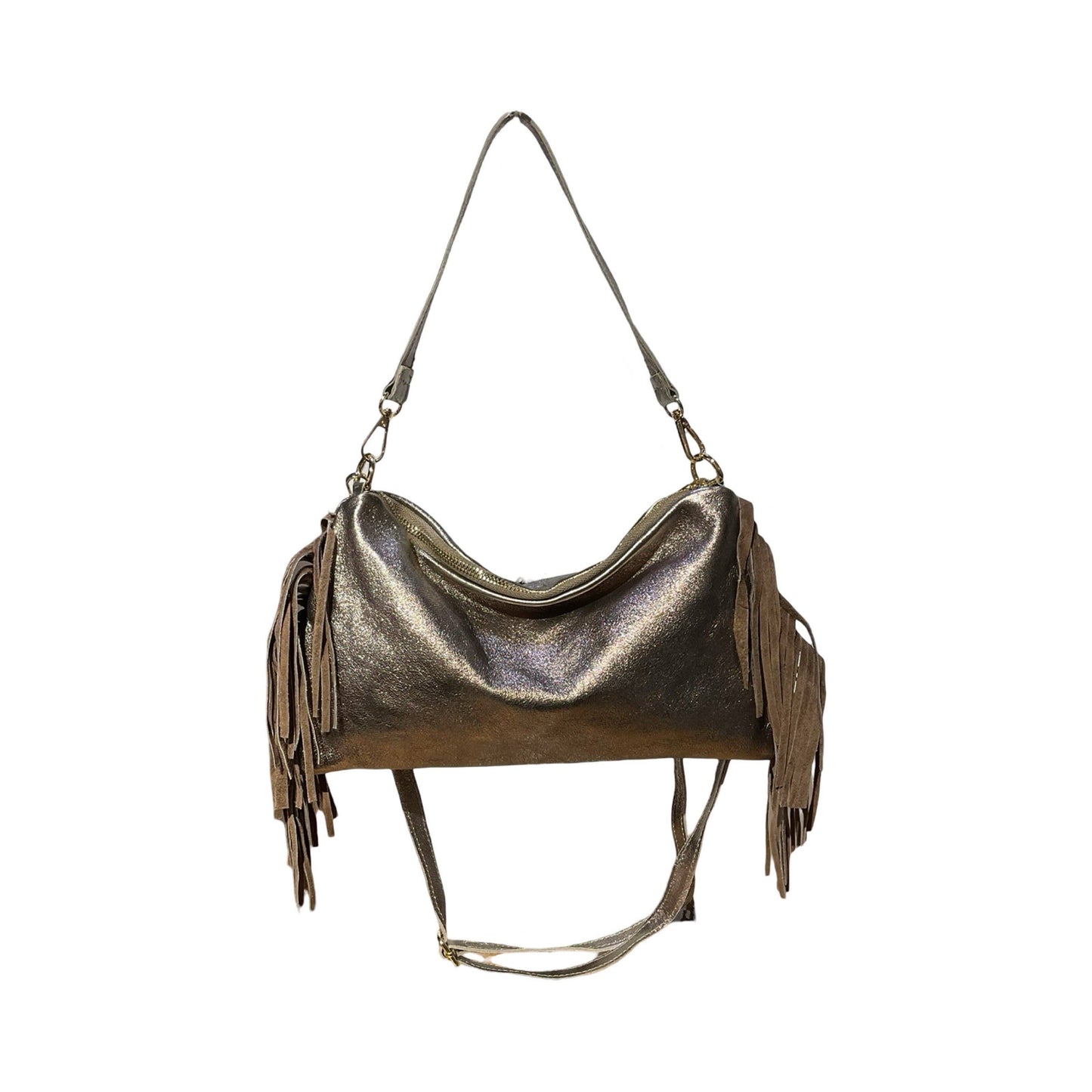 Louisa lee Iridescent Leather Bag with Fringe