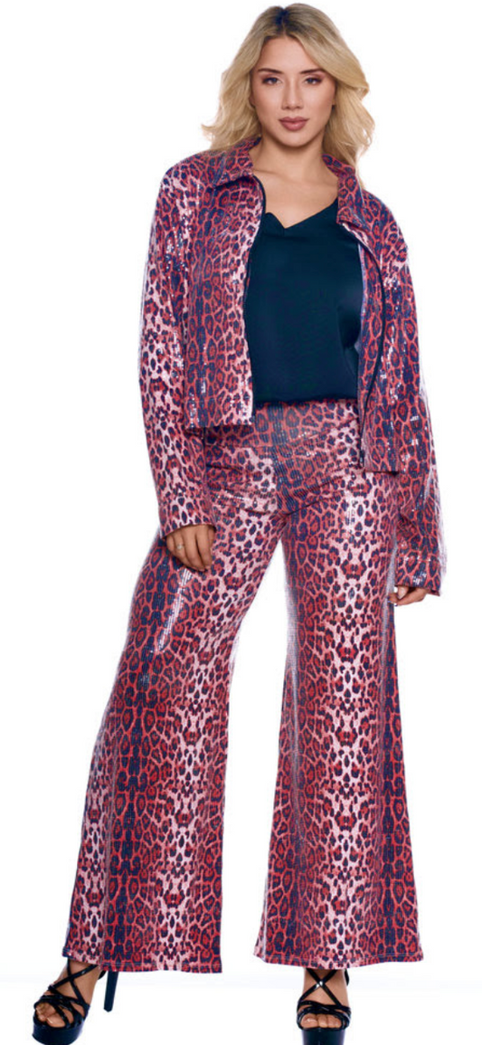 Kokomo SEQUIN LEOPARD FOIL SHORT JACKET-NATURAL