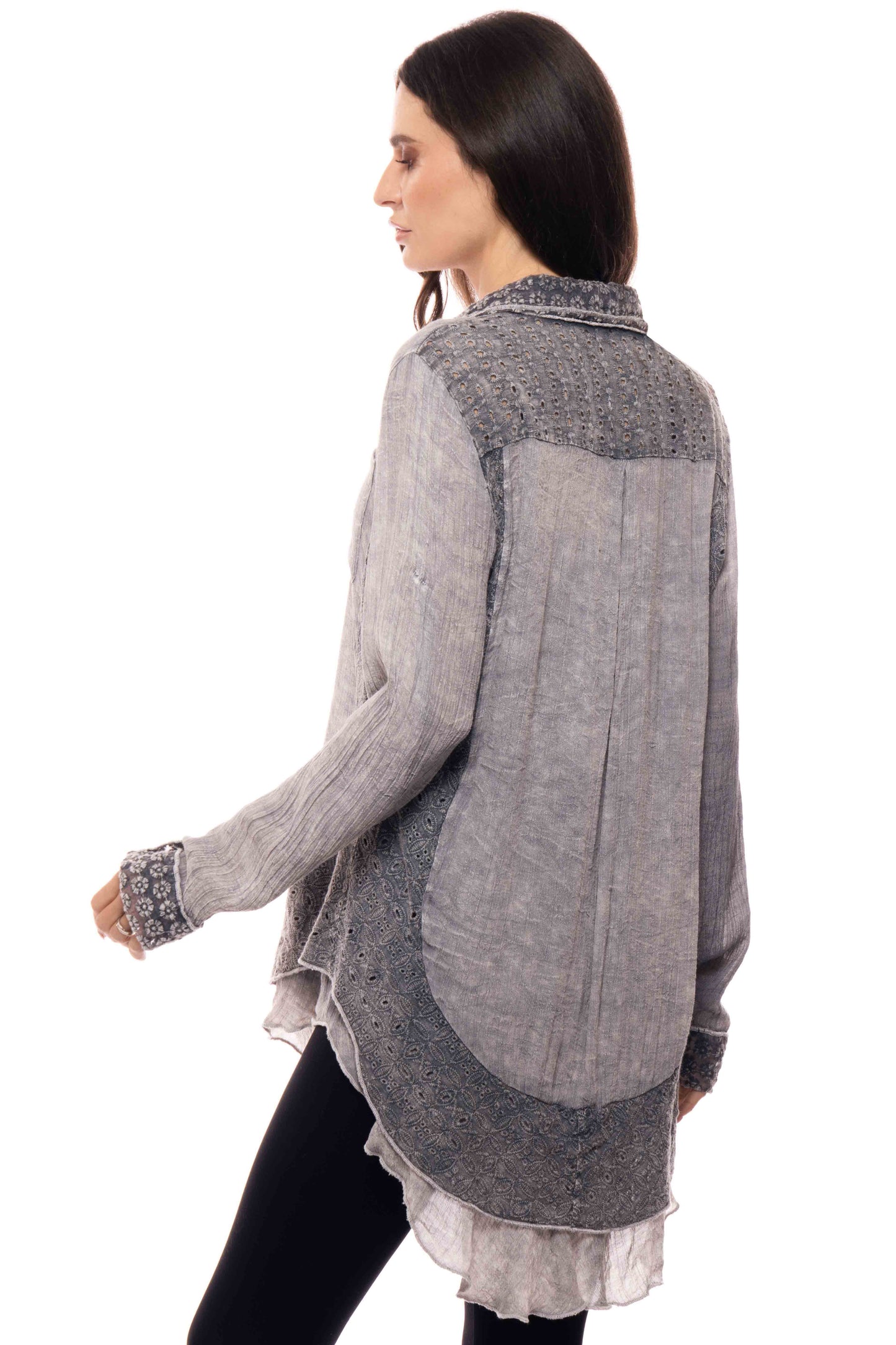 Adore Gray Button Down Shirt Blouse
