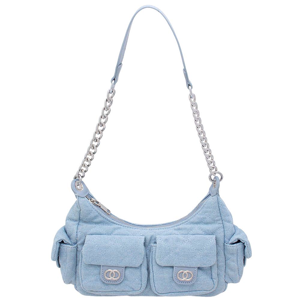 Oblige by G Quilted Denim Chain Shoulder Bag