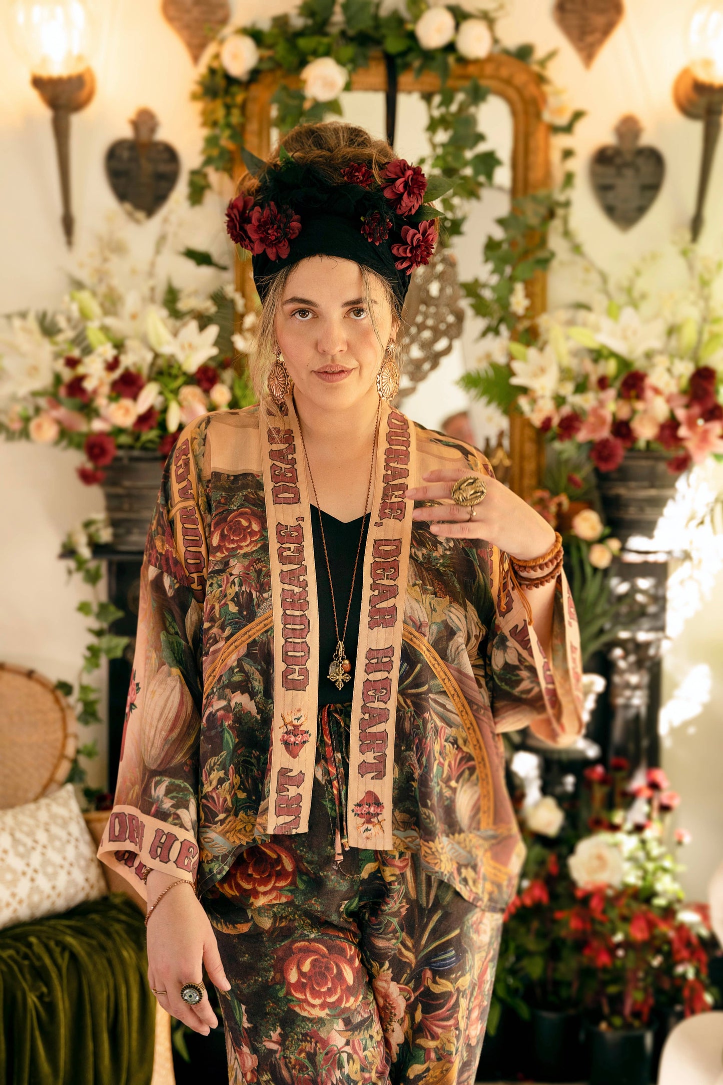 Market of Stars Courage Dear Heart Pixie Duster Crop Kimono w/ Sacred Heart