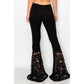 T-Party Lace Bottom Wide Flare Leg Foldover Yoga Pants