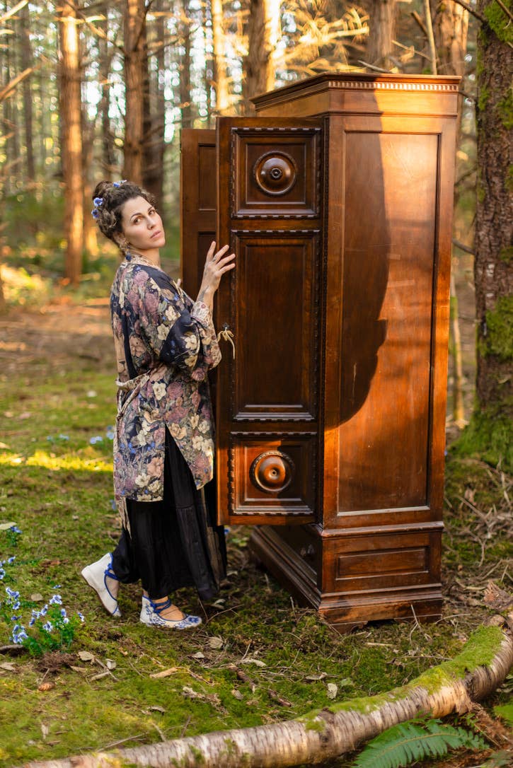 Market of Stars Lionheart Matinée Duster w/ florals & Narnia inspired print