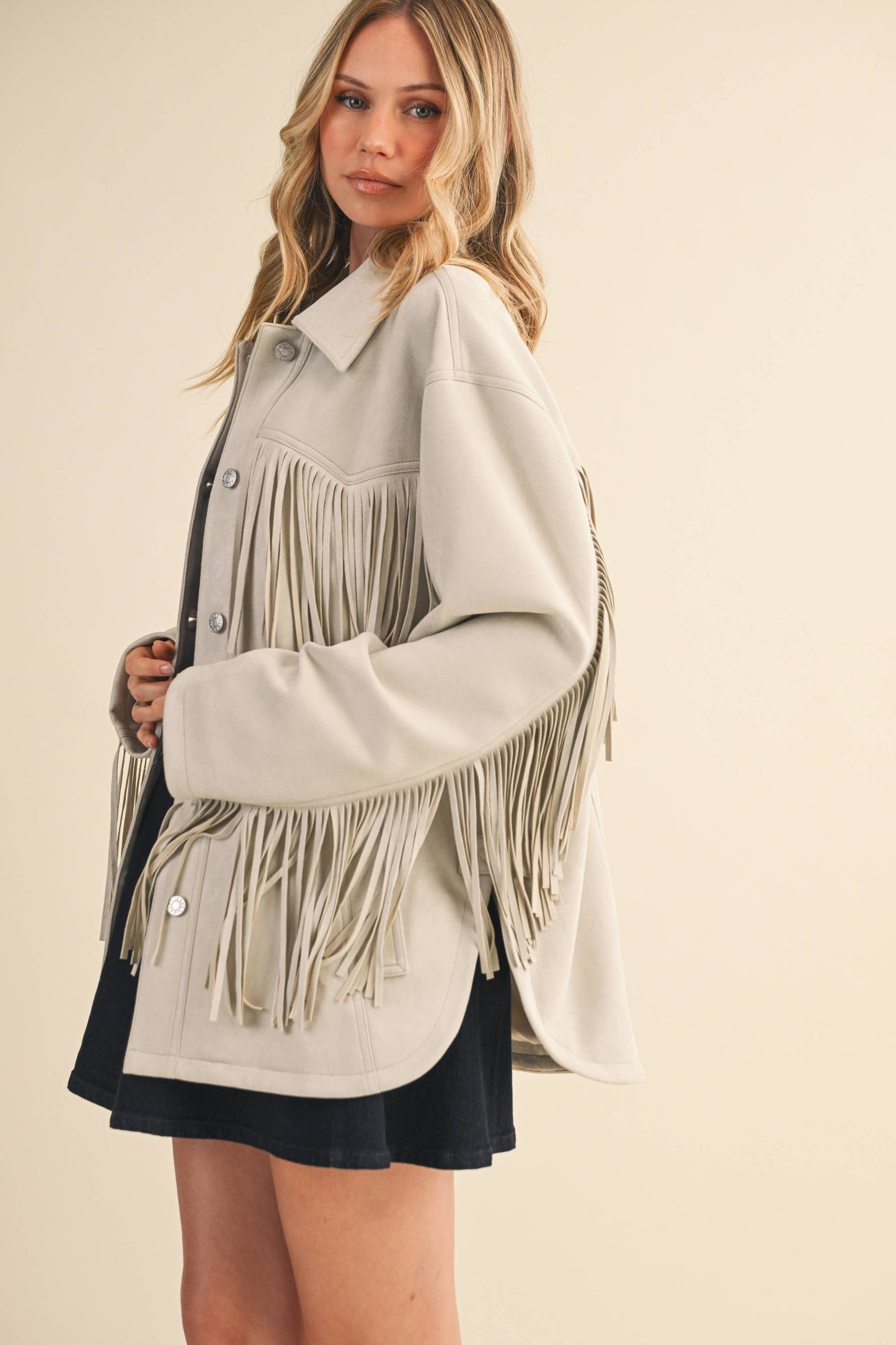 Klesis Suede Fringe Oversided Jacket