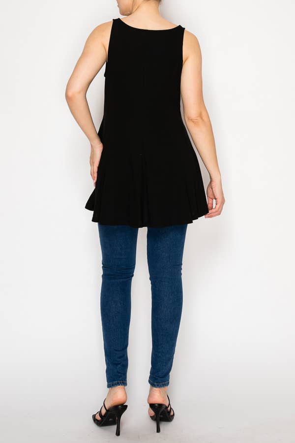 Origami Apparel Soft Flowy Tunic Tank Top with Hidden Pockets