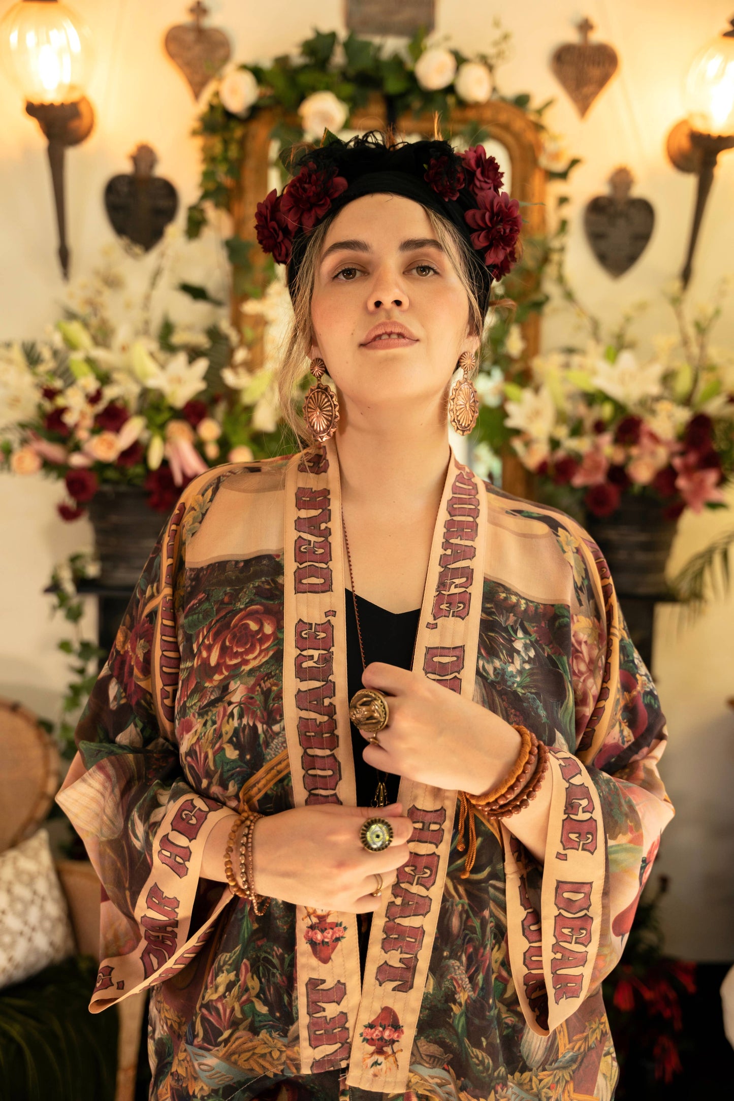 Market of Stars Courage Dear Heart Pixie Duster Crop Kimono w/ Sacred Heart