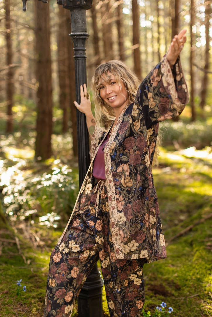 Market of Stars Lionheart Matinée Duster w/ florals & Narnia inspired print