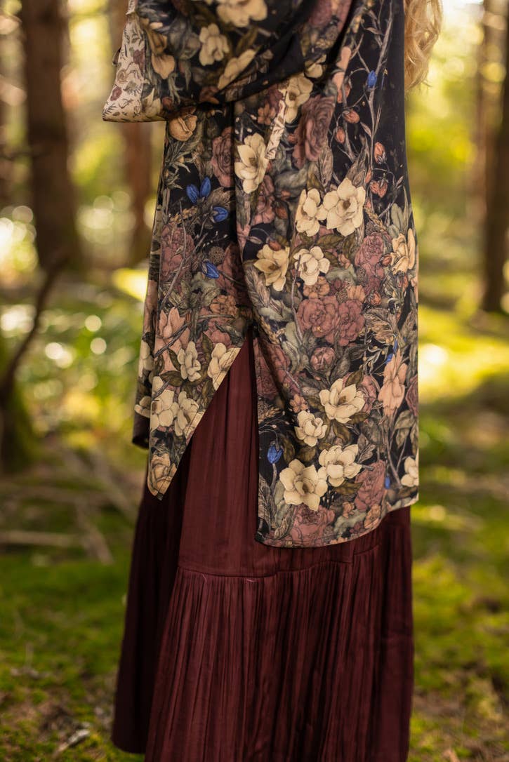 Market of Stars Lionheart Matinée Duster w/ florals & Narnia inspired print