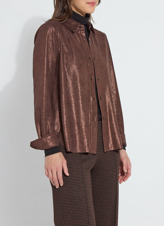 Lyssè Connie Patent Foil Vegan Suede Shacket