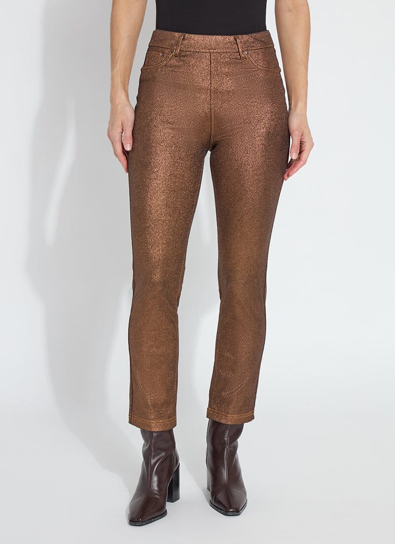 Lyssè Metallic Coated Straight Denim Pant