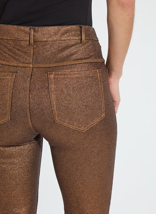 Lyssè Metallic Coated Straight Denim Pant