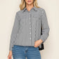 Joh Jenn Button Down Collared Striped Blouse Shirt