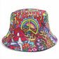 ACCITY DOUBLE-SIDED VINTAGE GRAFFITI PRINT BUCKET HAT