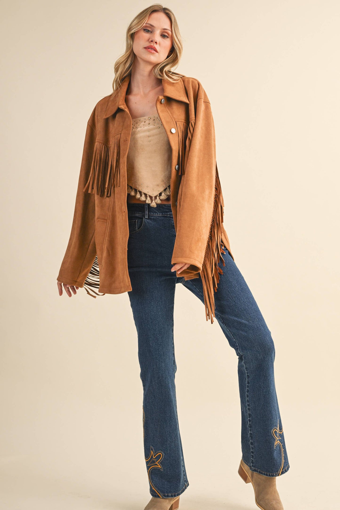 Klesis Suede Fringe Oversided Jacket