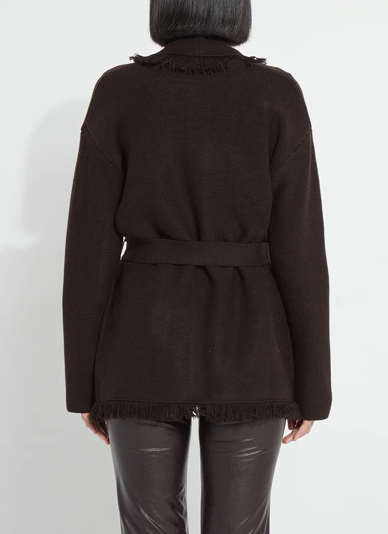 Lyssè Dixie Fringe Belted Cardigan Double Espresso