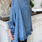 Miss Sparkling Ruffle trim denim cardigan