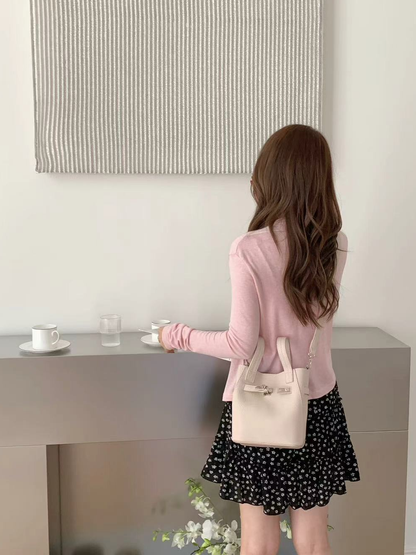 Pretty Persuasions Dual-Carry Small Microfiber Leather Tote Bag