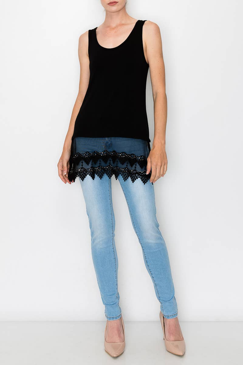 Origami Dazzle Lace Hem Tank Top