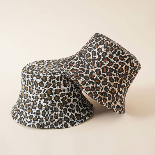 ACCITY FASHION NICHE LEOPARD PRINT BUCKET HAT