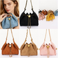 Quilted Suede Chain Drawstring Shoulder Bag