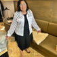 AZI Renee Lace Bejeweled White Denim Jacket