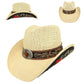 SP Sophia Collection Western Embroidered Straw Woven Cowboy Hat