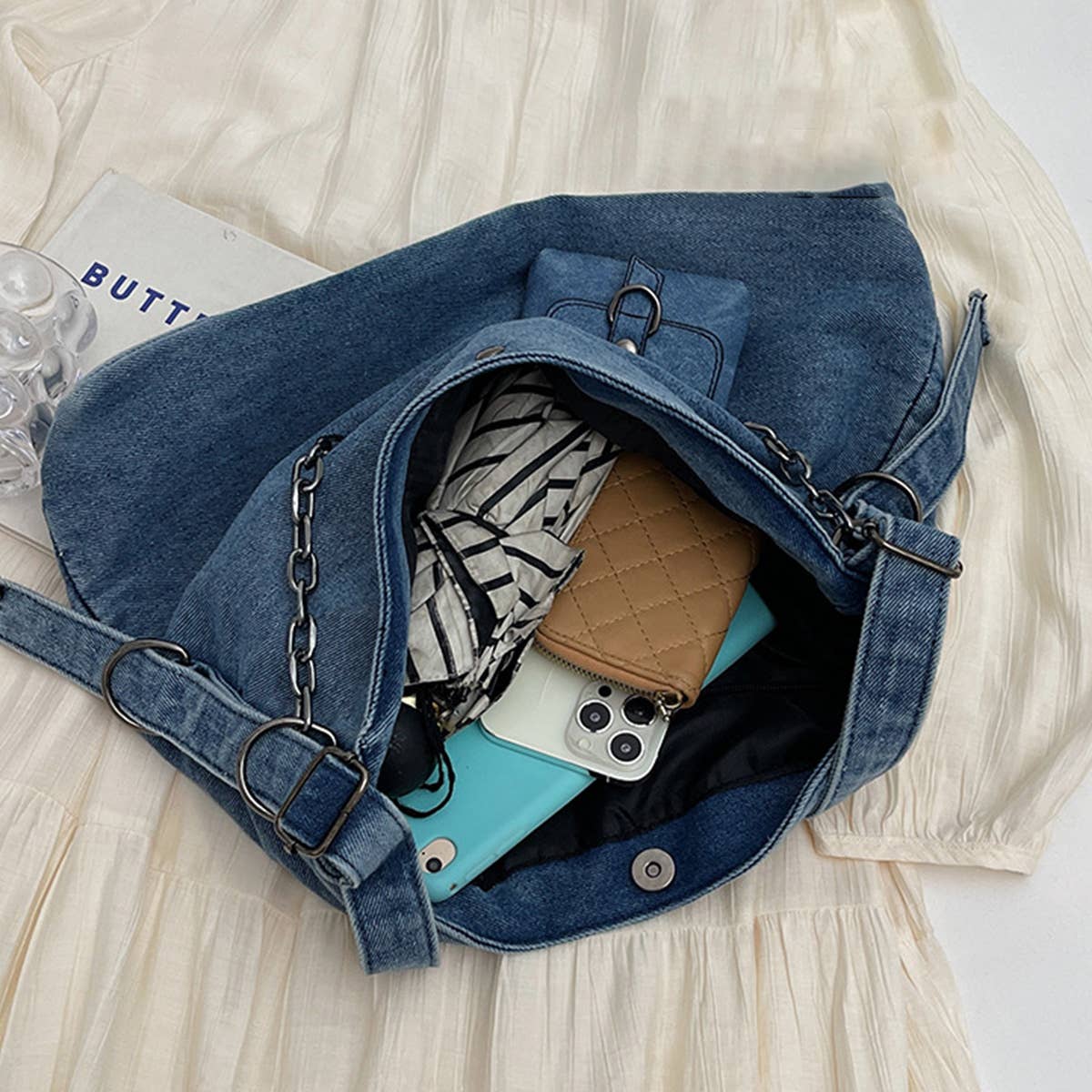 Accity New Retro Denim Commuter Tote Bag