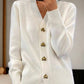 V-neck elegant loose solid-color knit cardigan